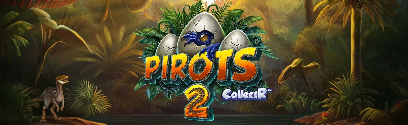 Pirots 2 kampanjebanner med dinosaurer og fugler