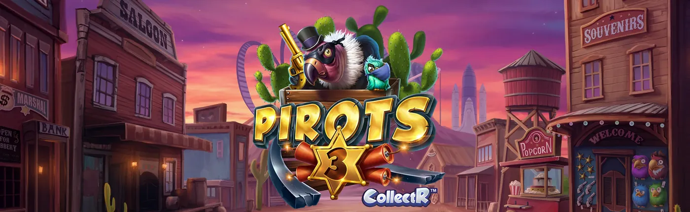 Pirots 3 kampanjebanner med Ville Vesten-tema