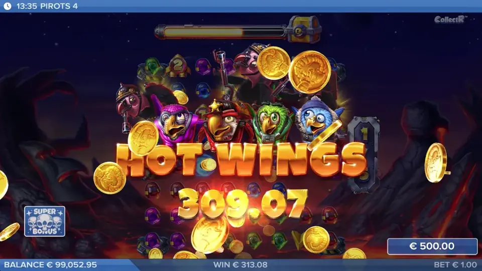 Pirots 4 Hot Wings gevinstskjerm i Inferno