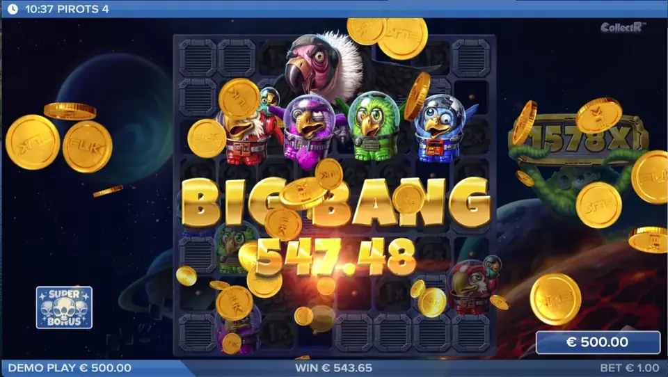 Pirots 4 Big Bang gevinstskjerm i Lost in Space