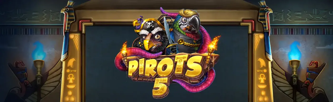 Pirots 5 Cursed Temple kampanjbanner med egyptisk tema