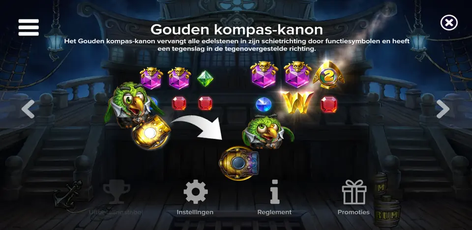 Oversikt over funksjonssymbolene i Pirots 5 The Kraken: mynter, wilds og transformasjonssymboler