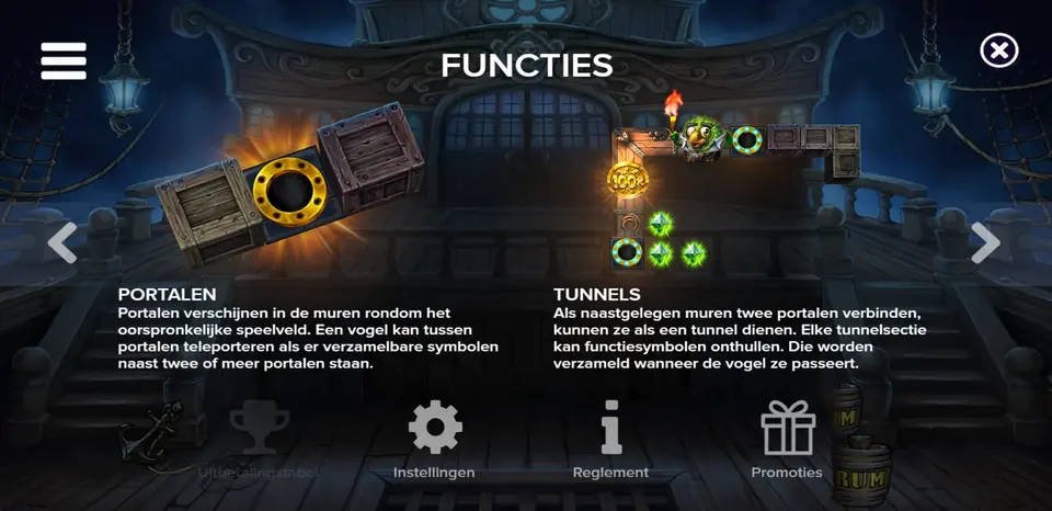 Infoskjerm om Labyrint og kapteinslugarene i Pirots 5 The Kraken