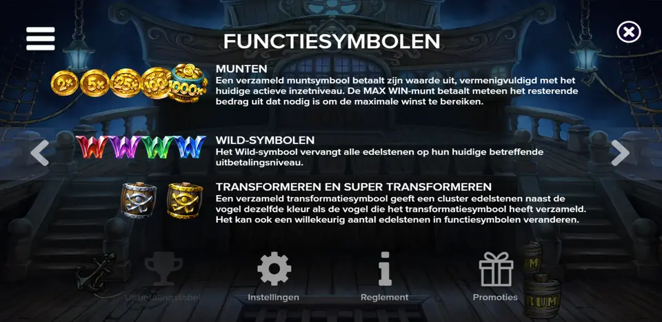 Pirots 5 The Kraken reklameskjerm med Den gyldne kompasskanonen, Super Bonus og maksgevinst