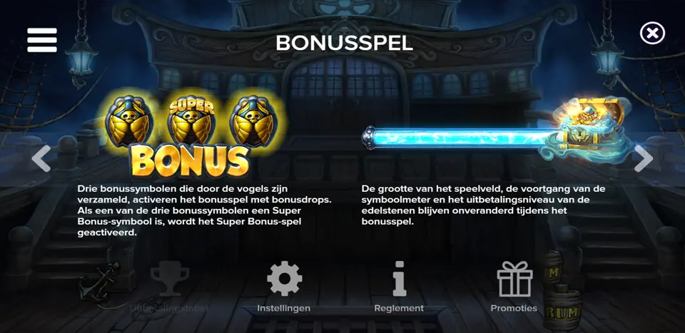 Kraken-myntspillet i Pirots 5 med spilledåse, tentakler og tre drops